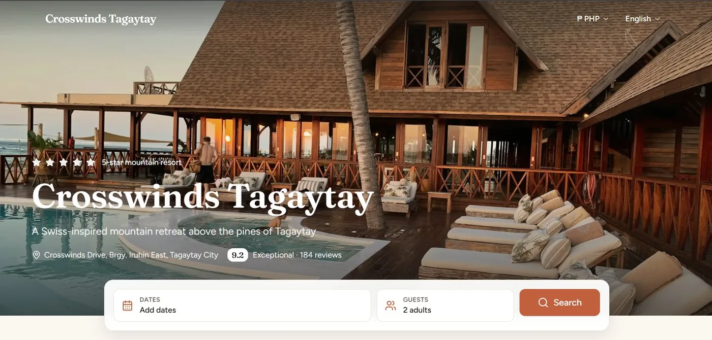 1Day direct booking engine embedded on a hotel website